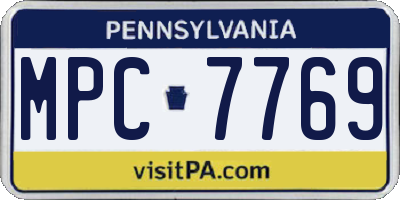 PA license plate MPC7769