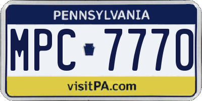 PA license plate MPC7770