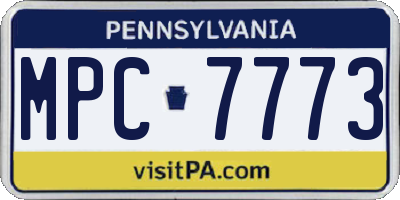 PA license plate MPC7773