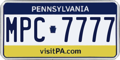 PA license plate MPC7777