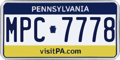 PA license plate MPC7778