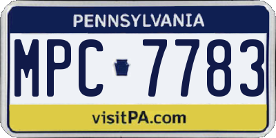 PA license plate MPC7783