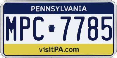PA license plate MPC7785