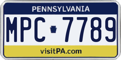 PA license plate MPC7789