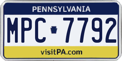 PA license plate MPC7792