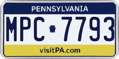 PA license plate MPC7793