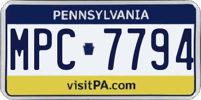 PA license plate MPC7794