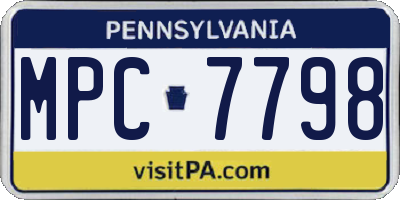 PA license plate MPC7798