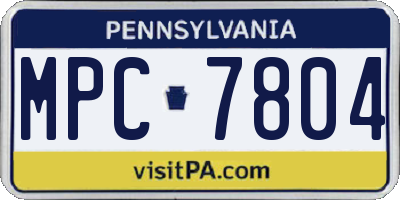 PA license plate MPC7804