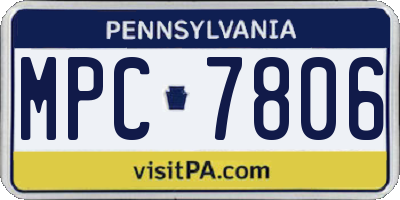 PA license plate MPC7806