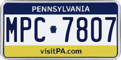 PA license plate MPC7807