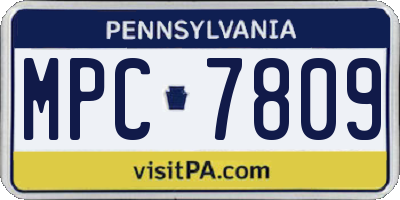 PA license plate MPC7809