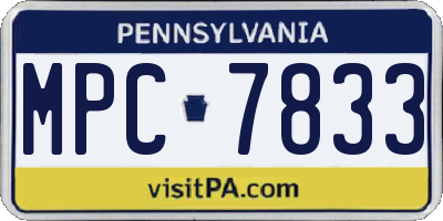 PA license plate MPC7833