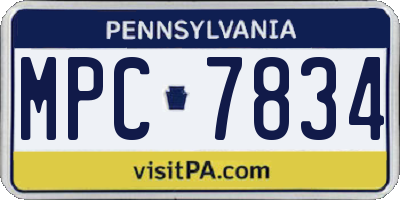 PA license plate MPC7834