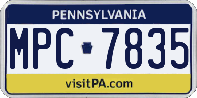 PA license plate MPC7835
