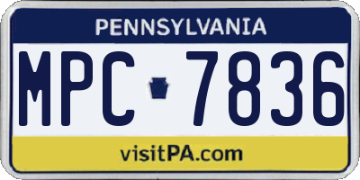 PA license plate MPC7836