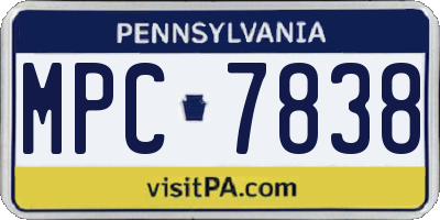 PA license plate MPC7838