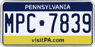 PA license plate MPC7839