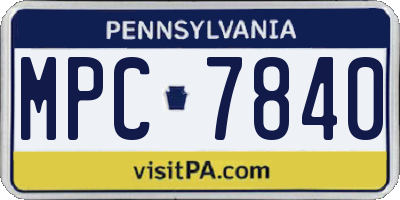 PA license plate MPC7840