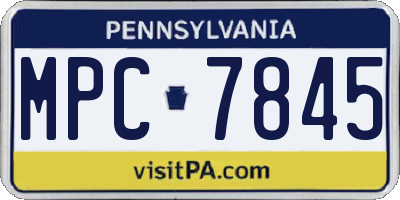 PA license plate MPC7845