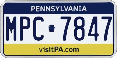PA license plate MPC7847