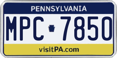 PA license plate MPC7850