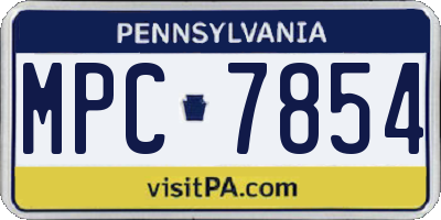 PA license plate MPC7854