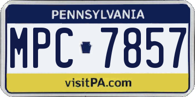 PA license plate MPC7857