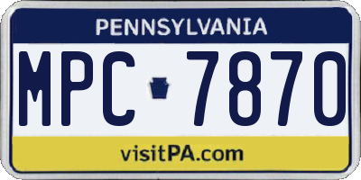 PA license plate MPC7870