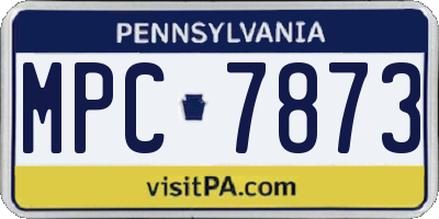 PA license plate MPC7873