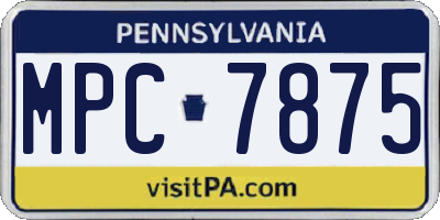 PA license plate MPC7875