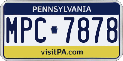 PA license plate MPC7878