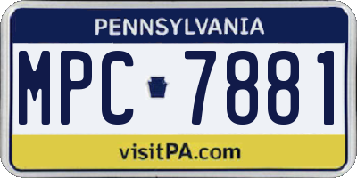 PA license plate MPC7881