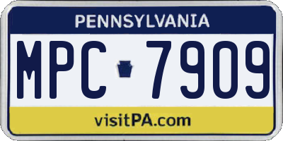 PA license plate MPC7909