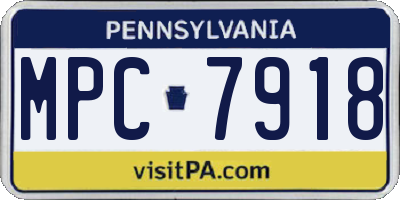 PA license plate MPC7918