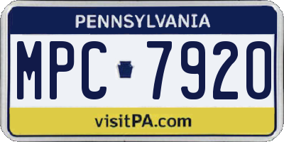 PA license plate MPC7920