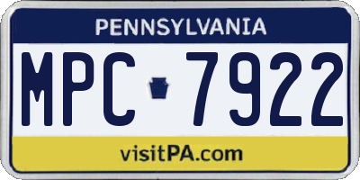 PA license plate MPC7922