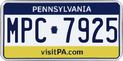 PA license plate MPC7925