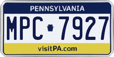 PA license plate MPC7927