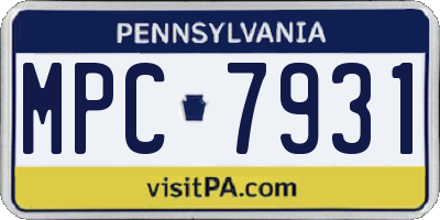 PA license plate MPC7931