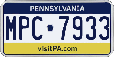PA license plate MPC7933