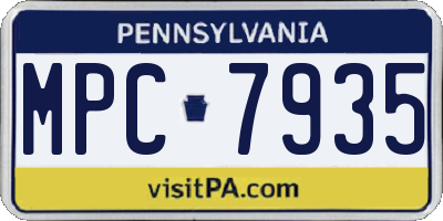 PA license plate MPC7935