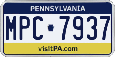 PA license plate MPC7937