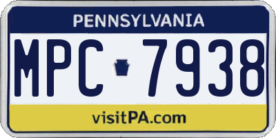 PA license plate MPC7938