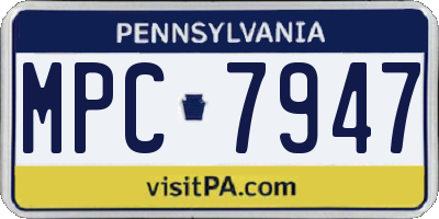 PA license plate MPC7947