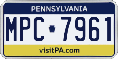 PA license plate MPC7961
