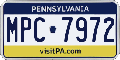 PA license plate MPC7972
