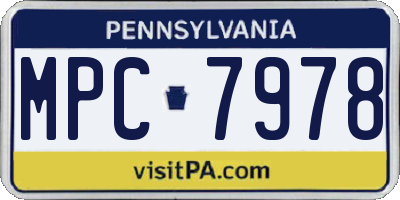 PA license plate MPC7978