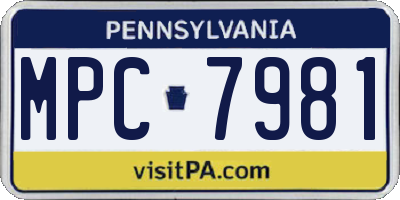 PA license plate MPC7981