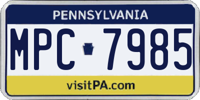 PA license plate MPC7985